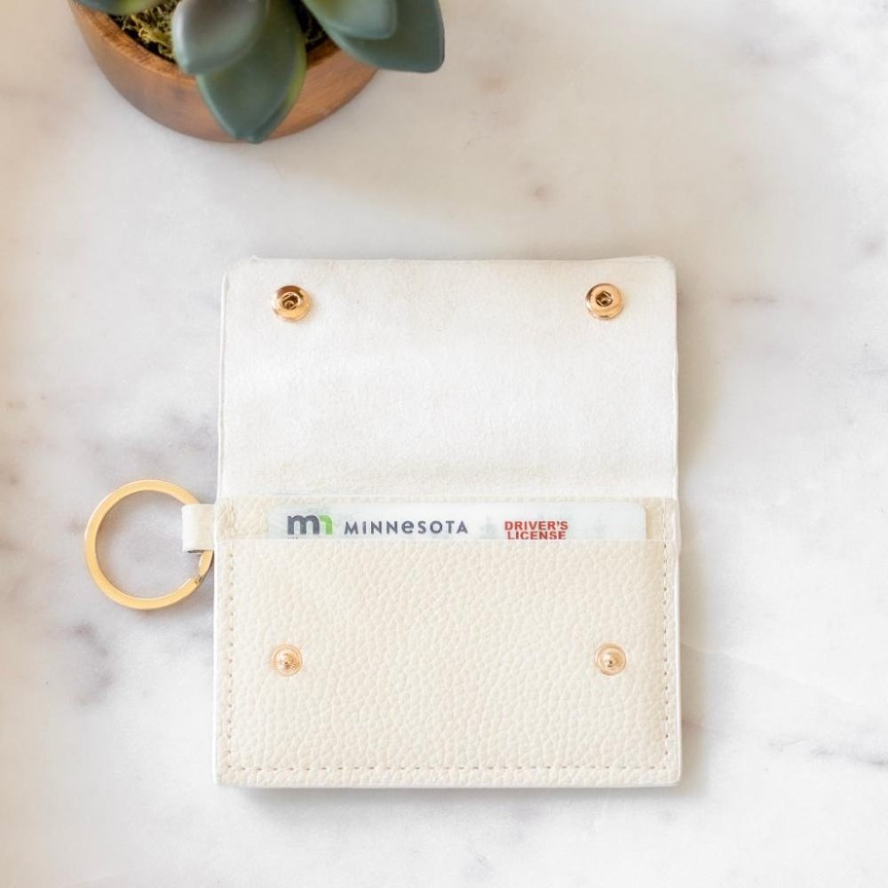 Gray Cow Print Leather Snap Key and Cardholder - Picture 5 of 5